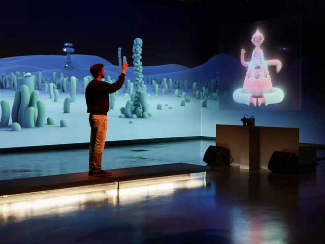 telematique, interactive installation , Character Proxemics, inter_faces , pictoplasma 2019, hologram, panorama video